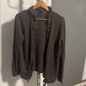 Lands' End Dark Brown Ruffle Cardigan